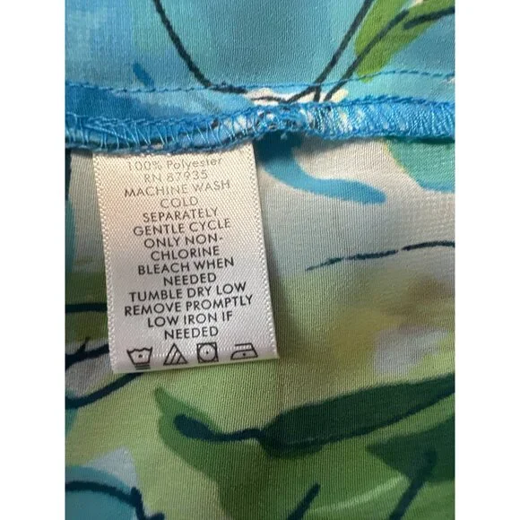 Susan Graver Floral Chiffon Long-Sleeve Ruffle Details Tie Neck Blouse Size XL - Picture 9 of 11